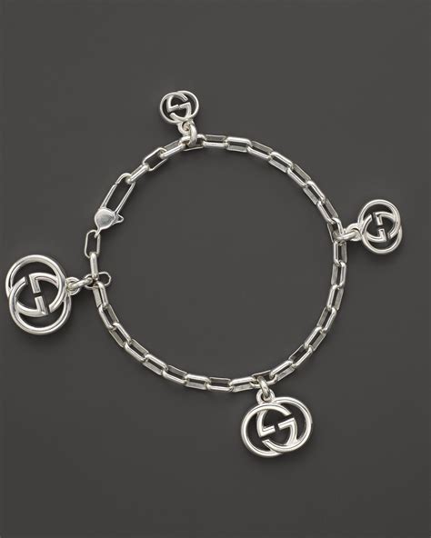 gucci interlocking silver bracelet|gucci sterling silver charm bracelet.